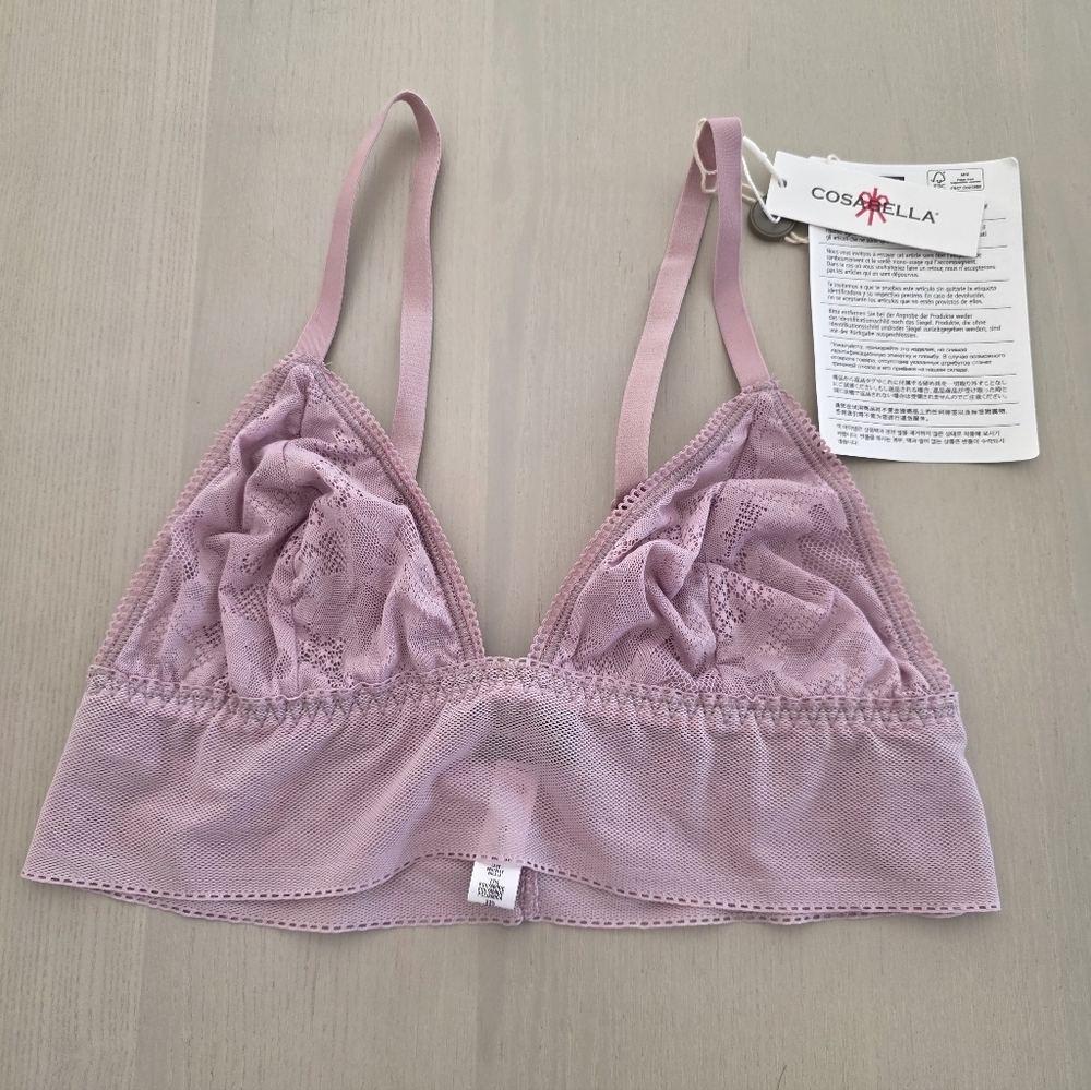 NWT Cosabella Women's Soft Pink Triangle Lace Bralette Sz M $85